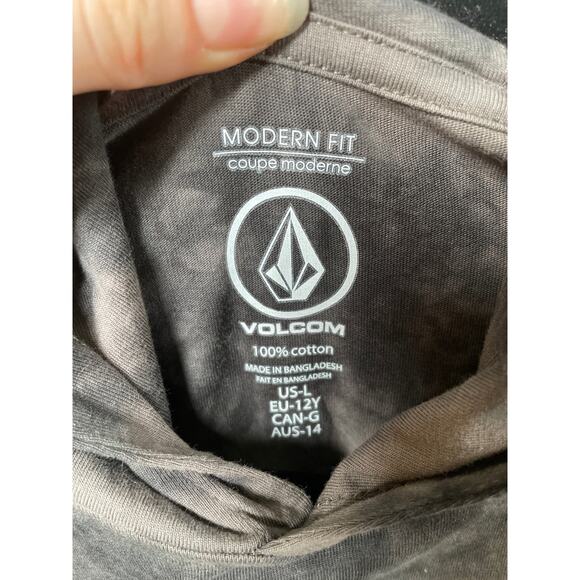 NWT VOLCOM Stone Dye Hoodie Youth L Large Cotton Jersey Tie Dye Pullover Gray - Picture 7 of 8